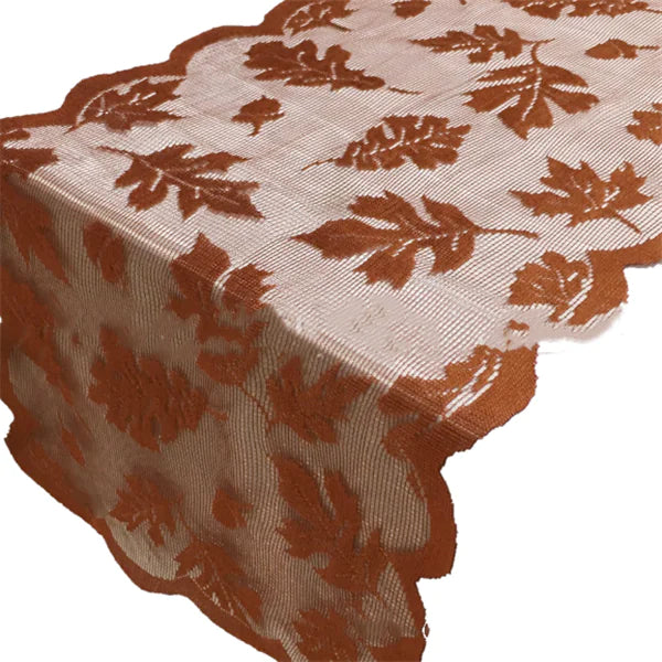 Thanksgiving Knitted Lace Table Runner with Leaves